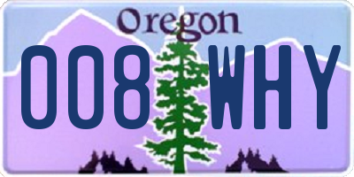 OR license plate 008WHY