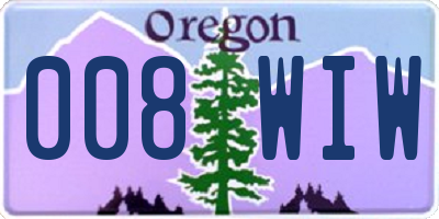 OR license plate 008WIW