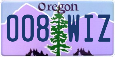 OR license plate 008WIZ