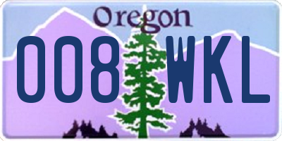 OR license plate 008WKL
