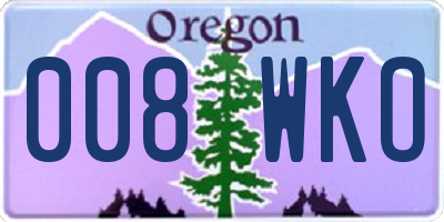 OR license plate 008WKO