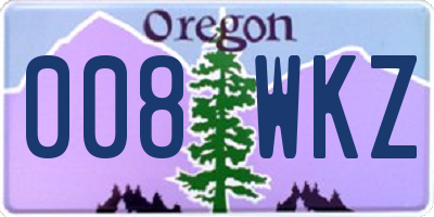 OR license plate 008WKZ