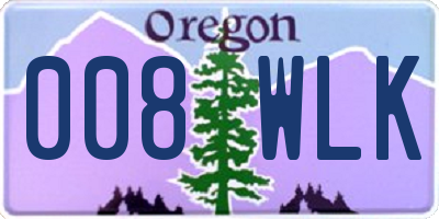 OR license plate 008WLK