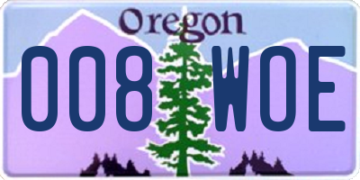 OR license plate 008WOE