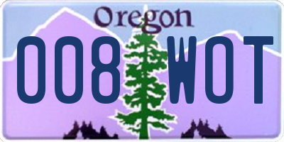 OR license plate 008WOT