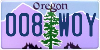 OR license plate 008WOY