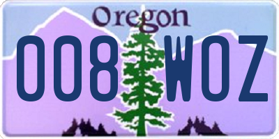 OR license plate 008WOZ