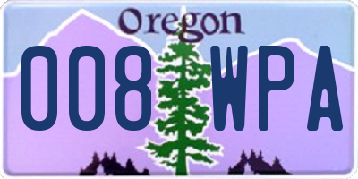 OR license plate 008WPA