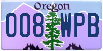 OR license plate 008WPB