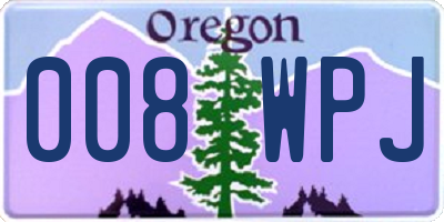 OR license plate 008WPJ