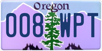 OR license plate 008WPT