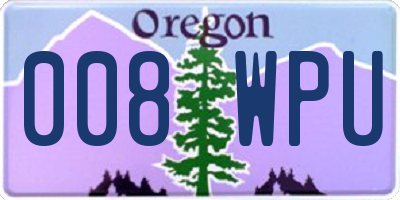 OR license plate 008WPU
