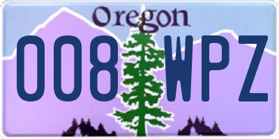 OR license plate 008WPZ