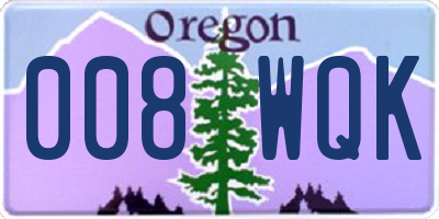 OR license plate 008WQK