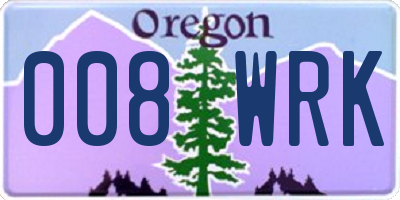 OR license plate 008WRK