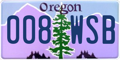 OR license plate 008WSB