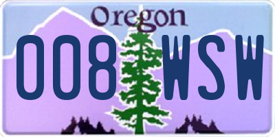 OR license plate 008WSW