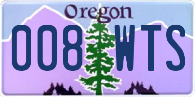 OR license plate 008WTS