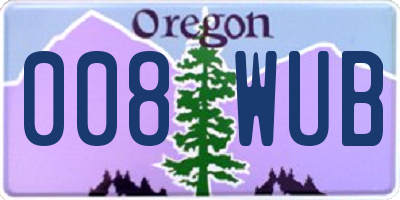 OR license plate 008WUB