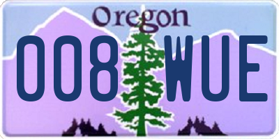 OR license plate 008WUE