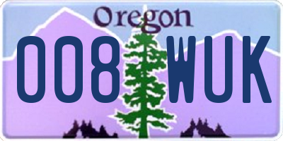 OR license plate 008WUK