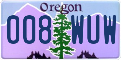 OR license plate 008WUW