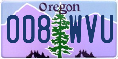 OR license plate 008WVU