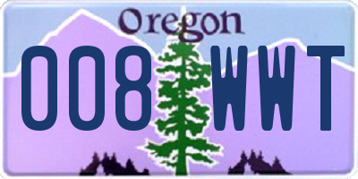 OR license plate 008WWT