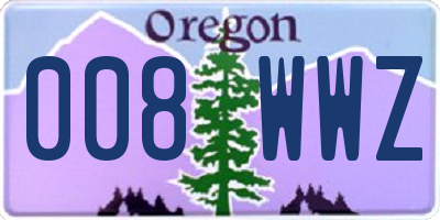 OR license plate 008WWZ