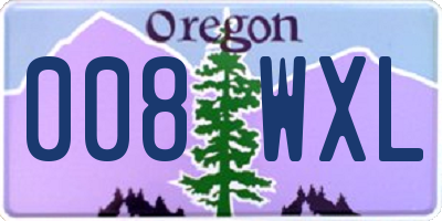 OR license plate 008WXL