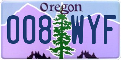 OR license plate 008WYF