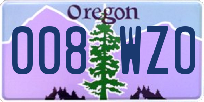 OR license plate 008WZO