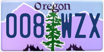 OR license plate 008WZX