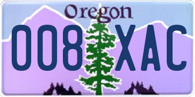 OR license plate 008XAC