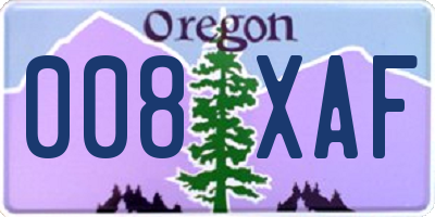 OR license plate 008XAF
