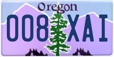 OR license plate 008XAI