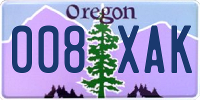 OR license plate 008XAK