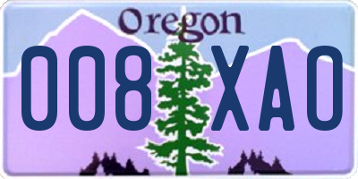 OR license plate 008XAO