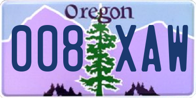 OR license plate 008XAW