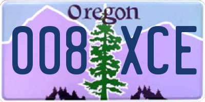 OR license plate 008XCE