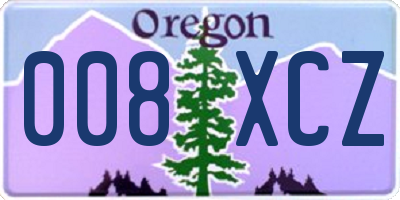 OR license plate 008XCZ