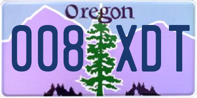 OR license plate 008XDT