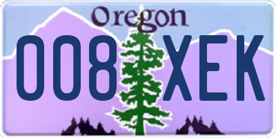 OR license plate 008XEK