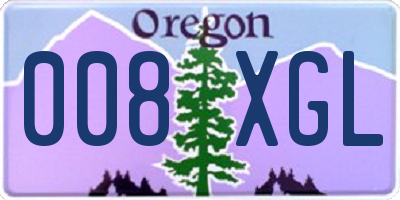 OR license plate 008XGL