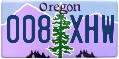 OR license plate 008XHW