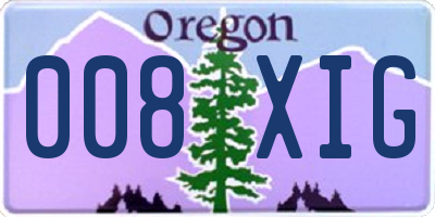 OR license plate 008XIG