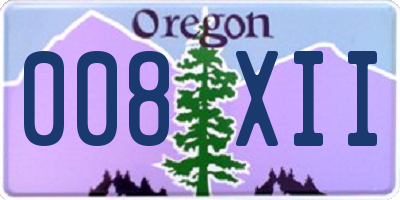 OR license plate 008XII