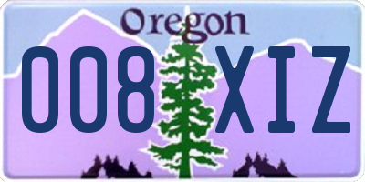 OR license plate 008XIZ