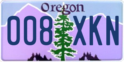 OR license plate 008XKN