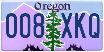 OR license plate 008XKQ